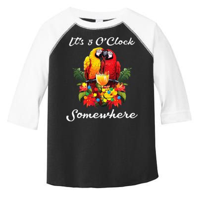Parrots Drinking Margarita Its 5 Oclock Somewhere Funny Toddler Fine Jersey T-Shirt