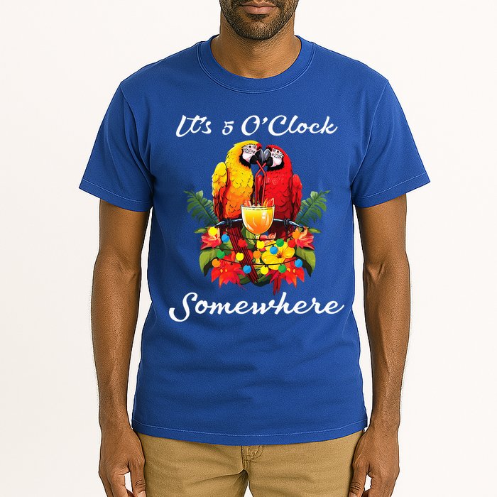 Parrots Drinking Margarita Its 5 Oclock Somewhere Funny Tall T-Shirt