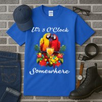 Parrots Drinking Margarita Its 5 Oclock Somewhere Funny Tall T-Shirt