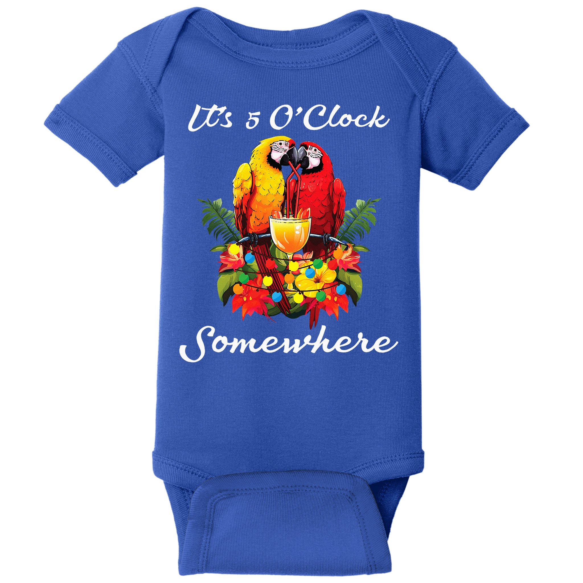 Parrots Drinking Margarita Its 5 Oclock Somewhere Funny Baby Bodysuit