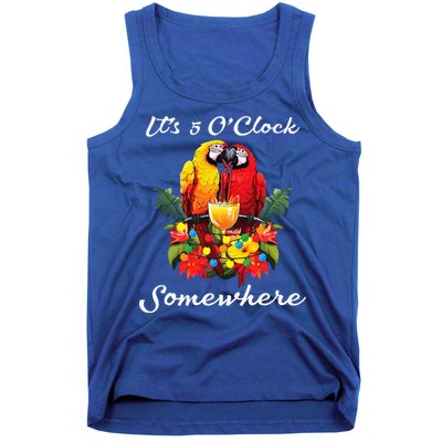 Parrots Drinking Margarita Its 5 Oclock Somewhere Funny Tank Top