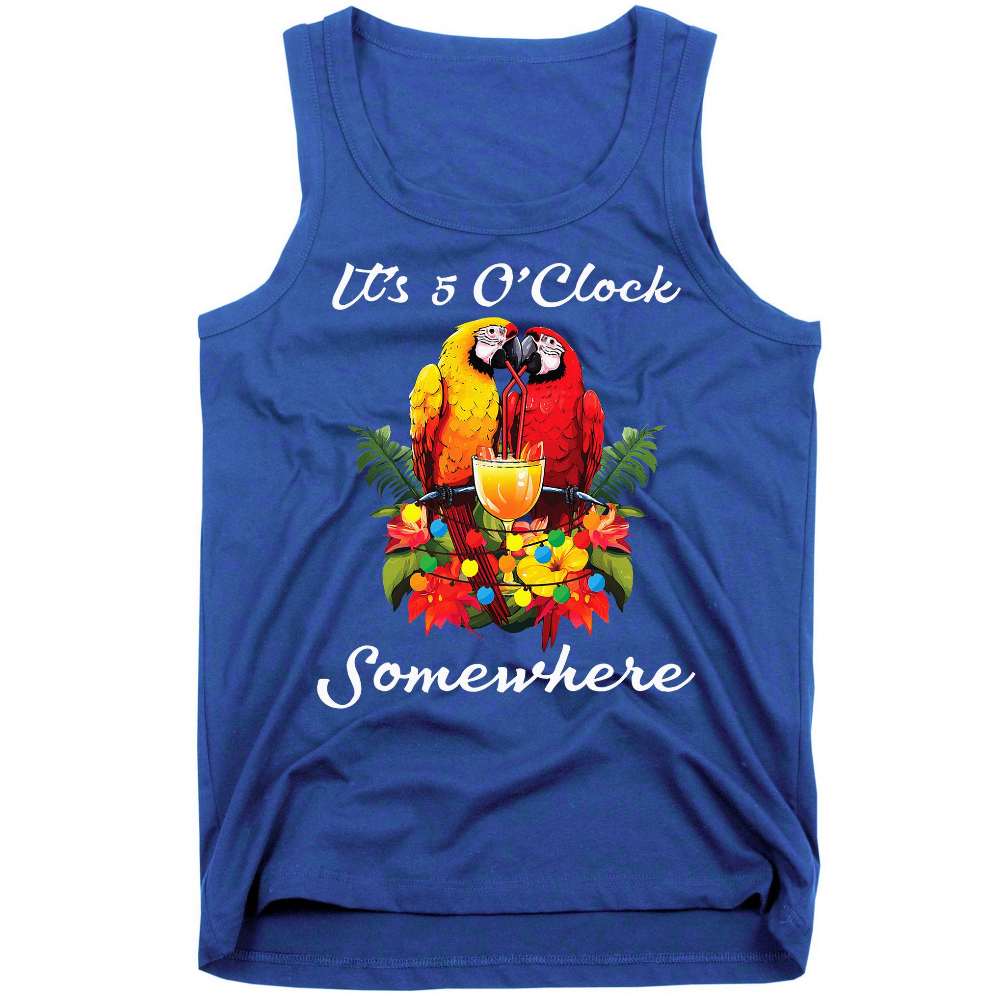 Parrots Drinking Margarita Its 5 Oclock Somewhere Funny Tank Top