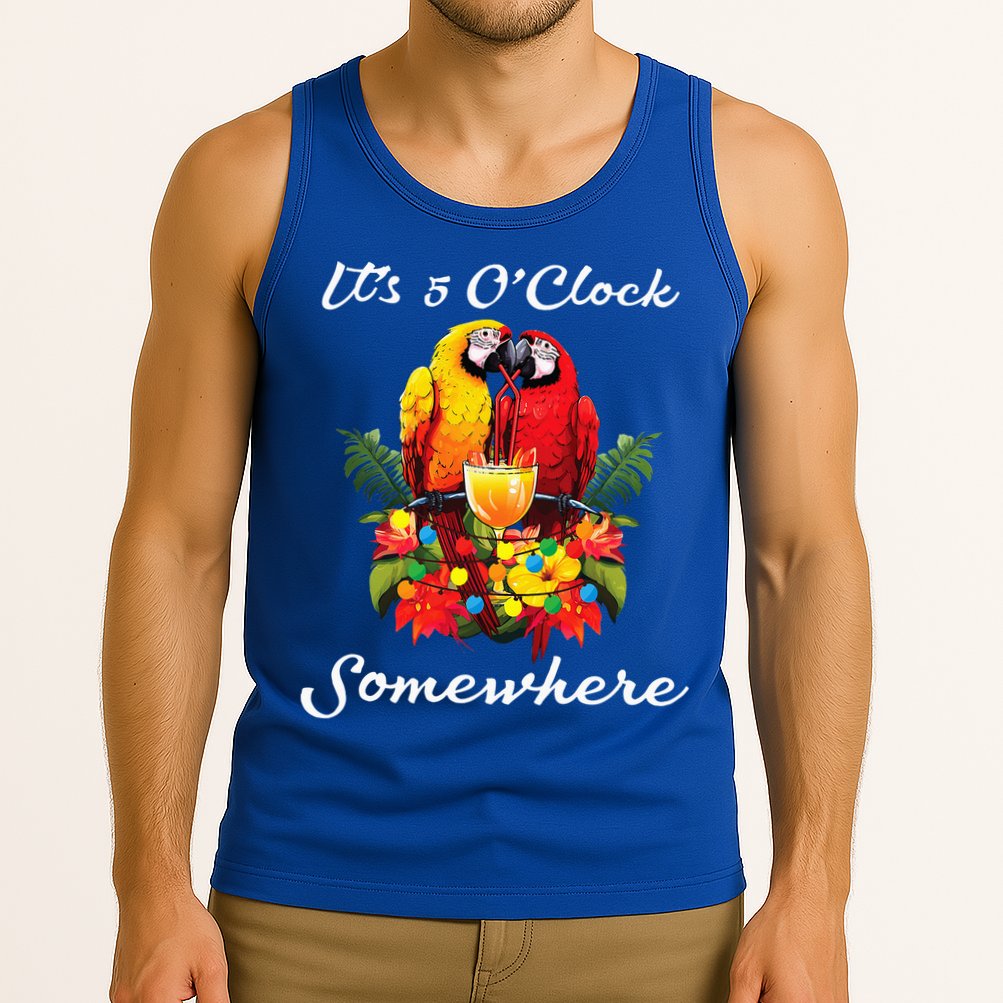 Parrots Drinking Margarita Its 5 Oclock Somewhere Funny Tank Top