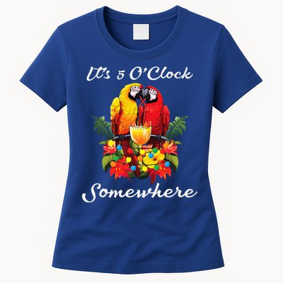 Parrots Drinking Margarita Its 5 Oclock Somewhere Funny Womens T-Shirt