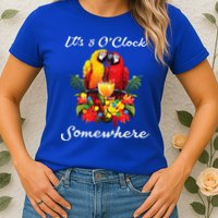 Parrots Drinking Margarita Its 5 Oclock Somewhere Funny Womens T-Shirt
