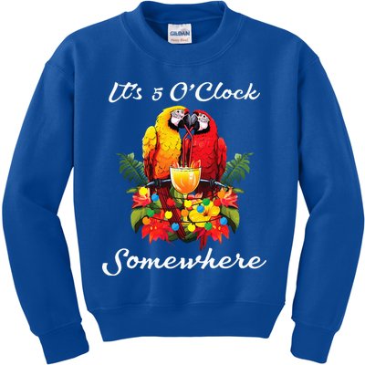 Parrots Drinking Margarita Its 5 Oclock Somewhere Funny Kids Sweatshirt