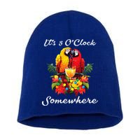Parrots Drinking Margarita Its 5 Oclock Somewhere Funny Short Acrylic Beanie
