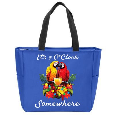 Parrots Drinking Margarita Its 5 Oclock Somewhere Funny Zip Tote Bag