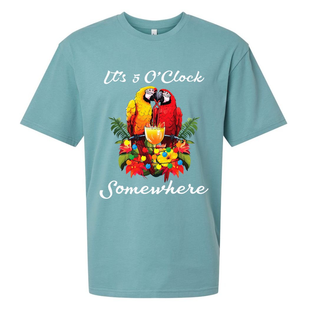 Parrots Drinking Margarita Its 5 Oclock Somewhere Funny Sueded Cloud Jersey T-Shirt