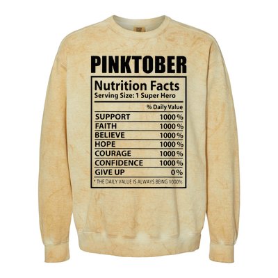 Pinktober Definition Nutrition Facts Breast Cancer Awareness Colorblast Crewneck Sweatshirt