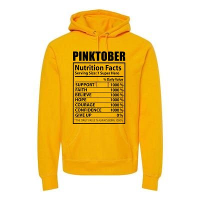 Pinktober Definition Nutrition Facts Breast Cancer Awareness Premium Hoodie