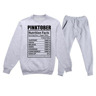 Pinktober Definition Nutrition Facts Breast Cancer Awareness Premium Crewneck Sweatsuit Set