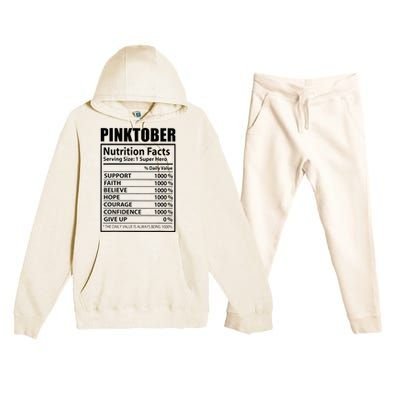 Pinktober Definition Nutrition Facts Breast Cancer Awareness Premium Hooded Sweatsuit Set