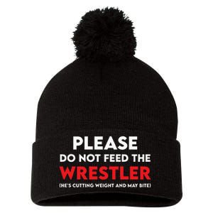 Please Do Not Feed The Wrestler Wrestling  Pom Pom 12in Knit Beanie