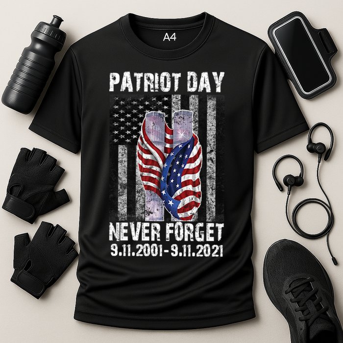 Patriot Day Never Forget 9/11 20th Anniversary Cooling Performance Crew T-Shirt