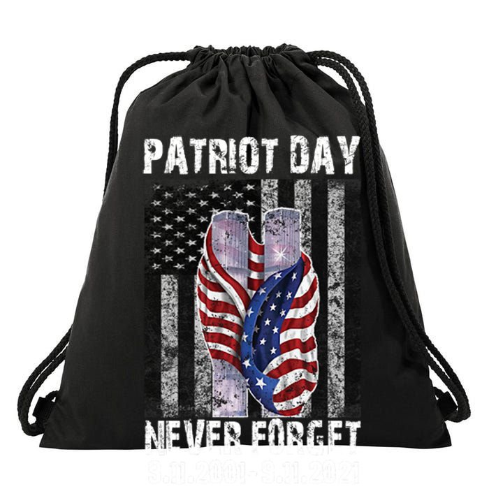 Patriot Day Never Forget 9/11 20th Anniversary Drawstring Bag