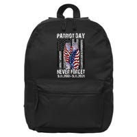 Patriot Day Never Forget 9/11 20th Anniversary 16 in Basic Backpack