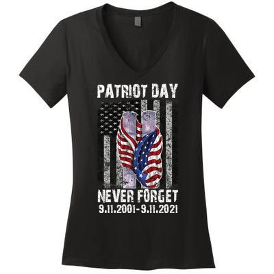 Patriot Day Never Forget 9/11 20th Anniversary Women's V-Neck T-Shirt