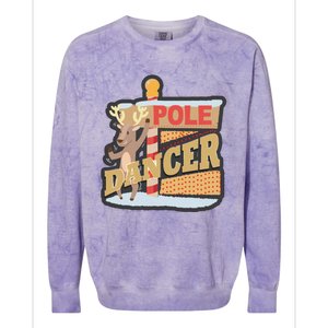 Pole Dancing Naughty Reindeer Gift Colorblast Crewneck Sweatshirt