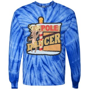 Pole Dancing Naughty Reindeer Gift Tie-Dye Long Sleeve Shirt