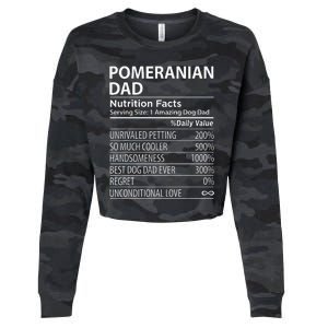 Pomeranian Dad Nutrition Facts Funny Pomeranian Dog Owner Cropped Pullover Crew