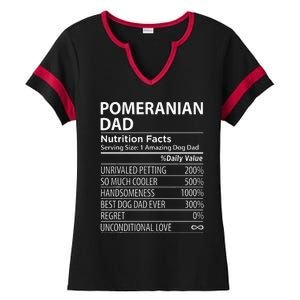 Pomeranian Dad Nutrition Facts Funny Pomeranian Dog Owner Ladies Halftime Notch Neck Tee