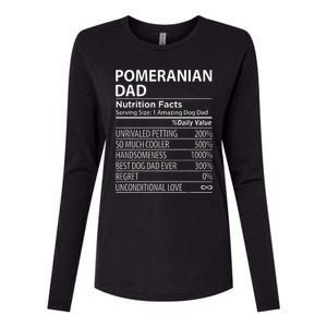 Pomeranian Dad Nutrition Facts Funny Pomeranian Dog Owner Womens Cotton Relaxed Long Sleeve T-Shirt