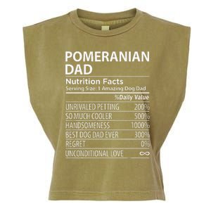 Pomeranian Dad Nutrition Facts Funny Pomeranian Dog Owner Garment-Dyed Women's Muscle Tee