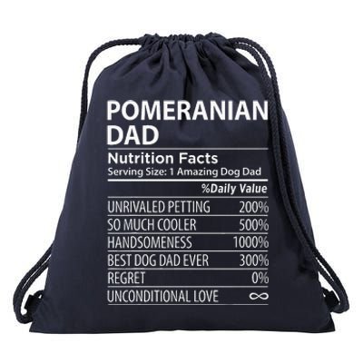 Pomeranian Dad Nutrition Facts Funny Pomeranian Dog Owner Drawstring Bag