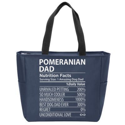 Pomeranian Dad Nutrition Facts Funny Pomeranian Dog Owner Zip Tote Bag