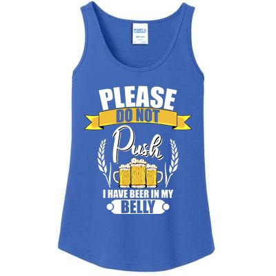 Please Do Not Push I Have Beer In My Belly Gift Ladies Essential Tank