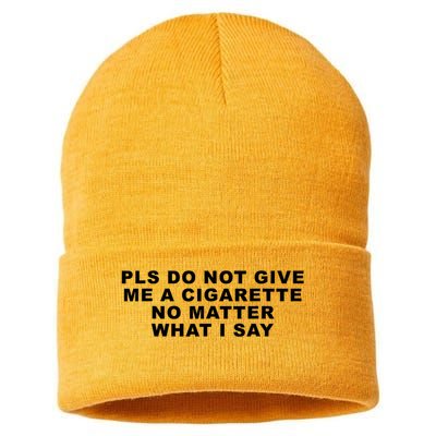 Please Do Not Give Me A Cigarette No Matter What I Say Funny Sustainable Knit Beanie