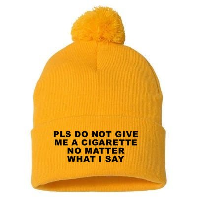 Please Do Not Give Me A Cigarette No Matter What I Say Funny Pom Pom 12in Knit Beanie