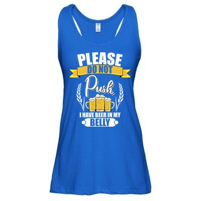 Please Do Not Push I Have Beer In My Belly Gift Ladies Essential Flowy Tank