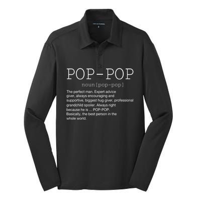 PopPop Definition Noun Grandpa Grandparents Day Funny Gift Silk Touch Performance Long Sleeve Polo