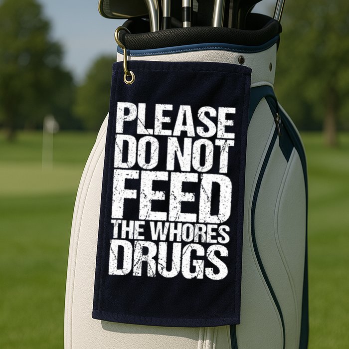Please Do Not Feed The Whores Drugs Funny Sarcasm Quotes Golf Towel