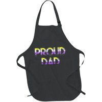 Proud Dad Non Binary Pride Flag Lgbt Fathers Day Full-Length Apron With Pockets