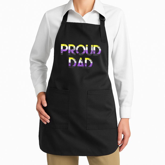 Proud Dad Non Binary Pride Flag Lgbt Fathers Day Full-Length Apron With Pockets