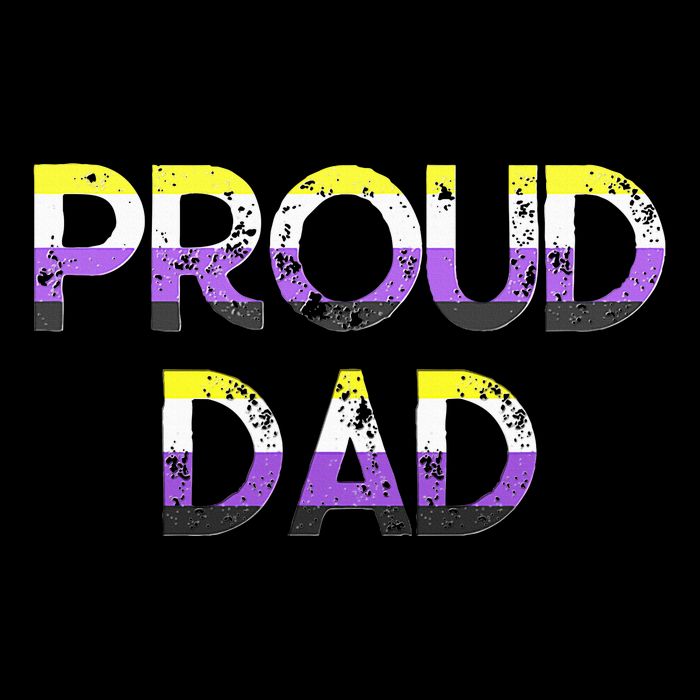 Proud Dad Non Binary Pride Flag Lgbt Fathers Day Full-Length Apron With Pockets