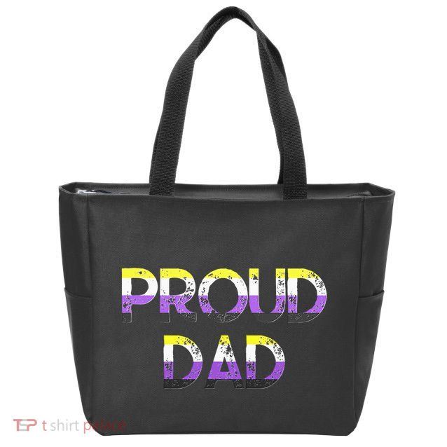 Proud Dad Non Binary Pride Flag Lgbt Fathers Day Zip Tote Bag