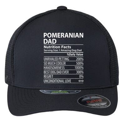 Pomeranian Dad Nutrition Facts Funny Pomeranian Dog Owner Flexfit Unipanel Trucker Cap