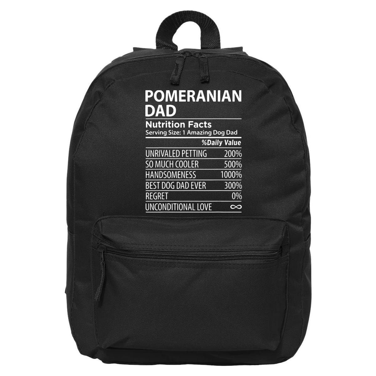 Pomeranian Dad Nutrition Facts Funny Pomeranian Dog Owner 16 in Basic Backpack