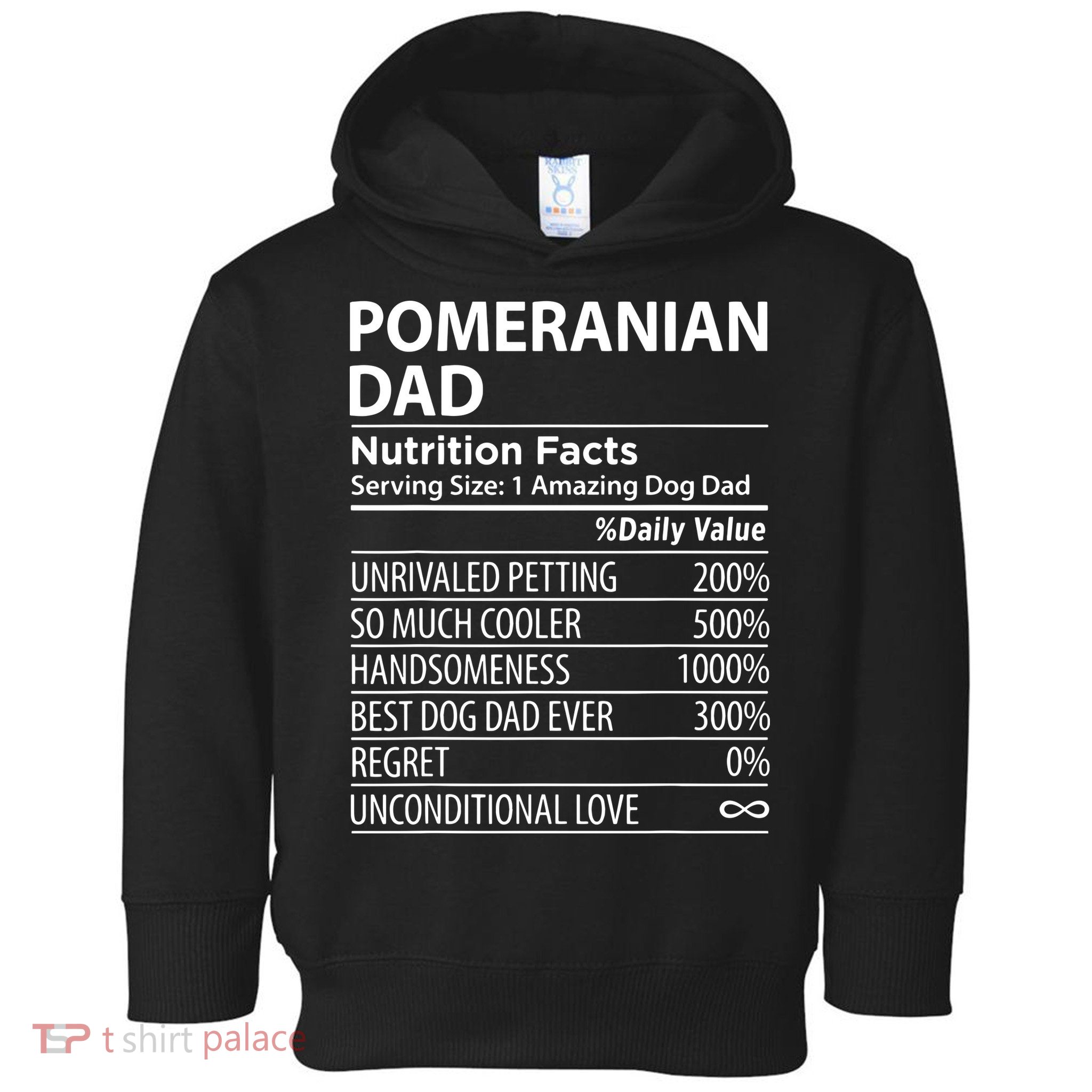 Pomeranian Dad Nutrition Facts Funny Pomeranian Dog Owner Toddler Hoodie