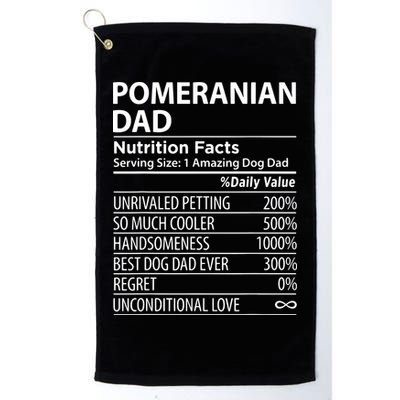 Pomeranian Dad Nutrition Facts Funny Pomeranian Dog Owner Golf Towel