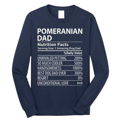 Pomeranian Dad Nutrition Facts Funny Pomeranian Dog Owner Long Sleeve Shirt