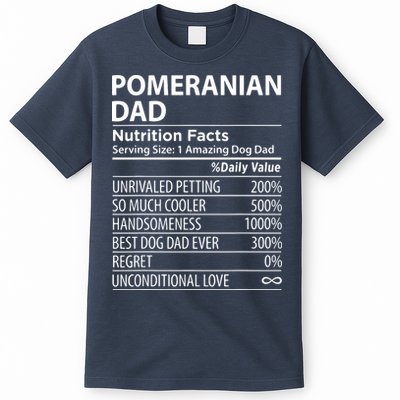 Pomeranian Dad Nutrition Facts Funny Pomeranian Dog Owner T-Shirt