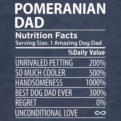 Pomeranian Dad Nutrition Facts Funny Pomeranian Dog Owner T-Shirt