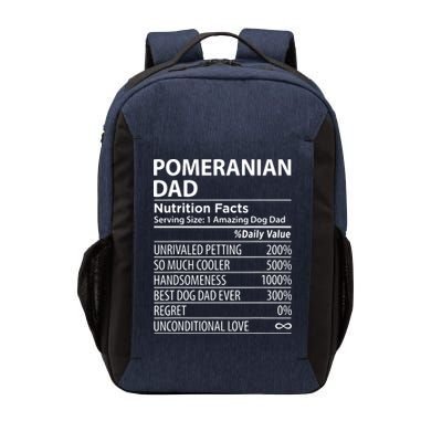 Pomeranian Dad Nutrition Facts Funny Pomeranian Dog Owner Vector Backpack