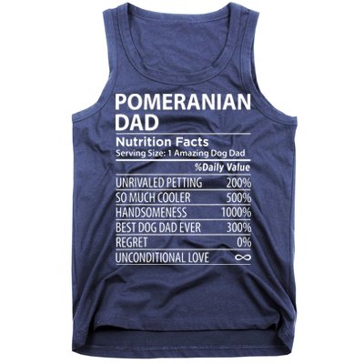 Pomeranian Dad Nutrition Facts Funny Pomeranian Dog Owner Tank Top