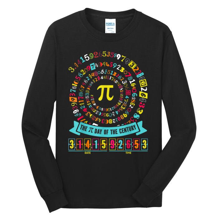 Pi Day Of The Century Tee Spiral Pi Math Tee For Pi Day 3.14 Tall Long Sleeve T-Shirt